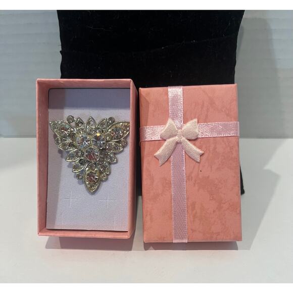 Vintage Triangular Large Clear Rhinestone Raised Brooch Pin - Picture 7 of 7